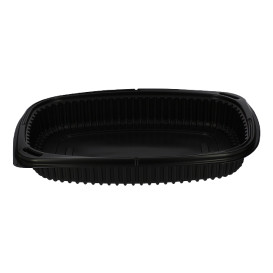 Envase Rectangular PP Negro 1050ml 255x189x45mm (40 Uds)