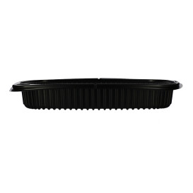 Envase Rectangular PP Negro 1050ml 255x189x45mm (40 Uds)