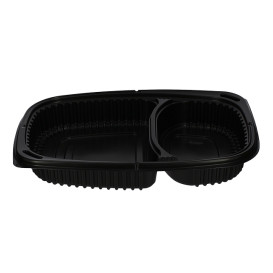 Envase Rectangular PP Negro 2C 1050ml 255x189x45mm (320 Uds)