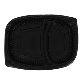 Envase Rectangular PP Negro 2C 1250ml 255x189x45mm (320 Uds)