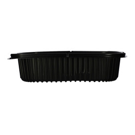 Envase Rectangular PP Negro 1000ml 215x170x50mm (40 Uds)