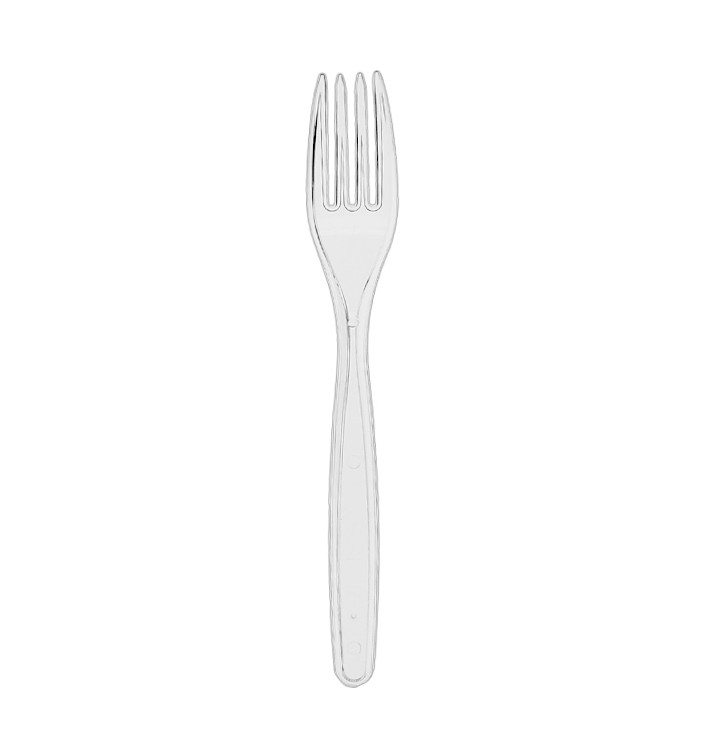 Tenedor de Plástico PS Reutilizable Transparente 18cm (20 Uds)