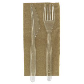 Set Cubiertos Reutilizables PS 2 Piezas + Servilleta (250 Uds)