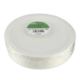 Plato de Cartón Redondo Antigrasa Blanco Ø22cm 220g/m² (400 Uds)