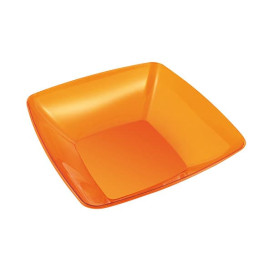 Bol de Plastico Cuadrado Naranja 14x14cm 