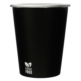 Vaso Cartón Plastic Free 8 Oz/240ml Negro Ø8,0cm (50 Uds)