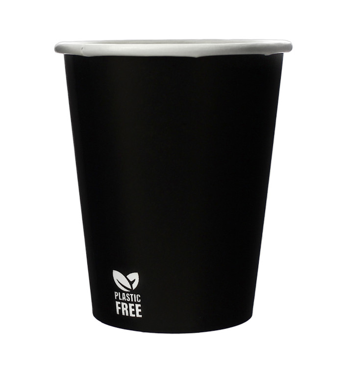 Vaso Cartón Plastic Free 8 Oz/240ml Negro Ø8,0cm (50 Uds)