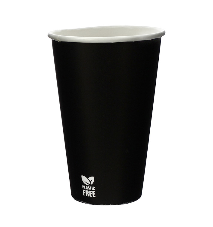 Vaso Cartón Plastic Free 12 Oz/360ml Negro Ø8,0cm (50 Uds)