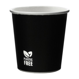 Vaso Cartón Plastic Free 4 Oz/120ml Negro Ø6,2cm (1.000 Uds)