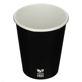 Vaso Cartón Plastic Free 8 Oz/240ml Negro Ø8,0cm (50 Uds)