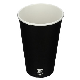 Vaso Cartón Plastic Free 12 Oz/360ml Negro Ø8,0cm (50 Uds)