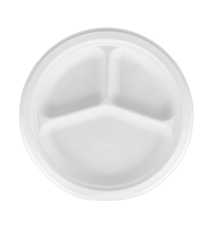 Plato de Cartón Chinet 3 Compartimentos 260 mm (135 Uds)
