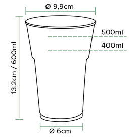 Vaso Reutilizable PS "Diamant" Cristal 600ml (250 Uds)