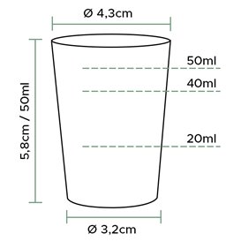 Vaso Inyectado Transparente PS 50 ml (40 Uds)