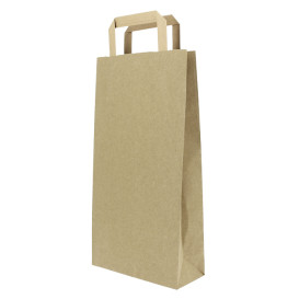 Bolsa Papel Kraft para Botellas Asa Plana 19+8x37cm (50 Uds)