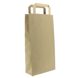 Bolsa Papel Kraft para Botellas Asa Plana 19+8x37cm (50 Uds)