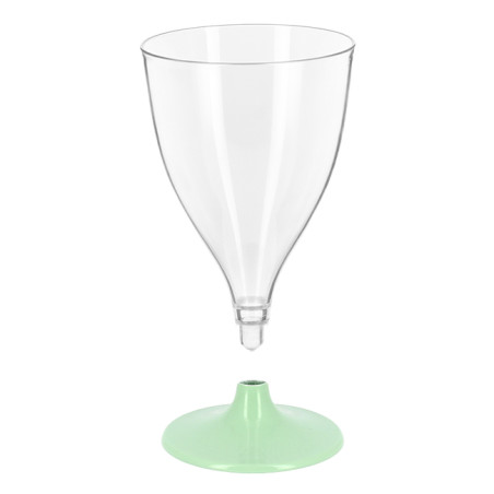 Copa Plástico Reutilizable PS 2P Pie Verde Agua/Vino 200ml (48 Uds)