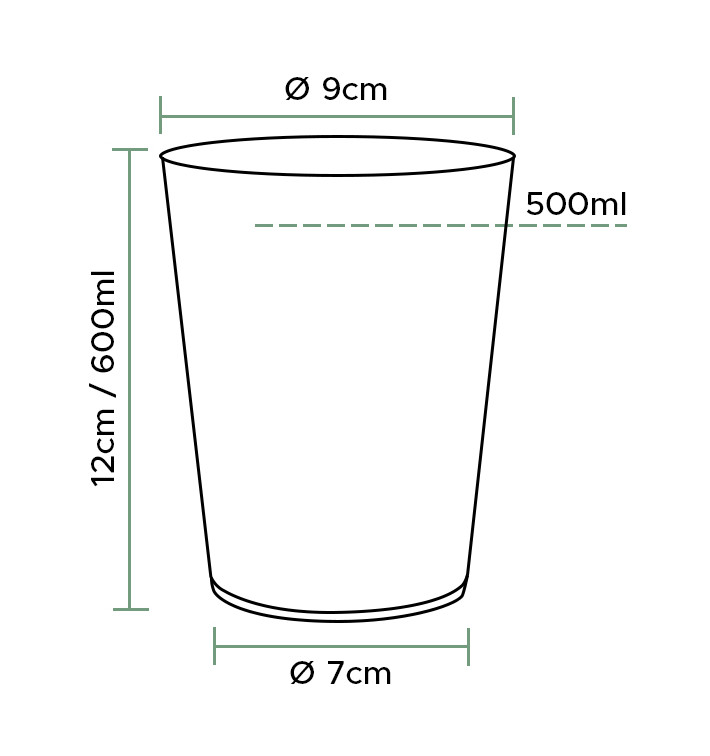 Vaso reutilizable de plástico PP