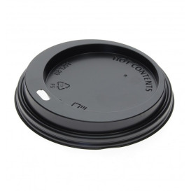 Tapa Travel con Agujero PS para Vaso Cartón Negra Ø8,0cm (100 Uds)