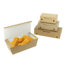 Caja Comida para Llevar Grande Kraft 200x100x50mm (25 Uds)