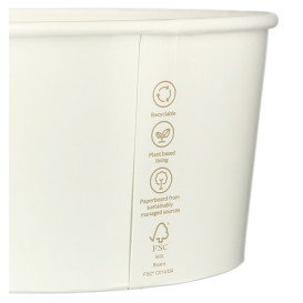 Ensaladera de cartón Renovable Blanca 1030ml Ø15,1cm (40 Uds)