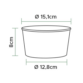 Ensaladera de cartón Renovable Blanca 1030ml Ø15,1cm (40 Uds)