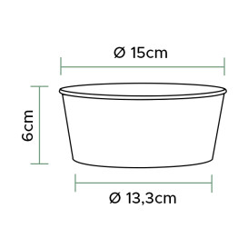 Ensaladera de cartón Renovable Blanca 775ml Ø15cm (360 Uds)