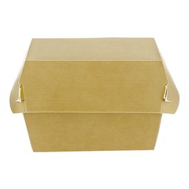 Caja Hamburguesa en Cartón Kraft Doble Cierre 11x11x7,5cm (450 Uds)
