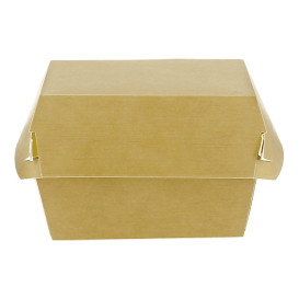 Caja Hamburguesa en Cartón Kraft Doble Cierre 11x11x7,5cm (450 Uds)