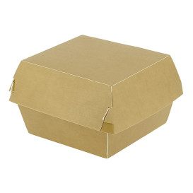 Caja Hamburguesa en Cartón Kraft Doble Cierre 11x11x7,5cm (450 Uds)
