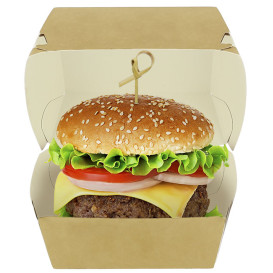 Caja Hamburguesa XXL Kraft Doble Cierre 13x13x9cm (50 Uds)