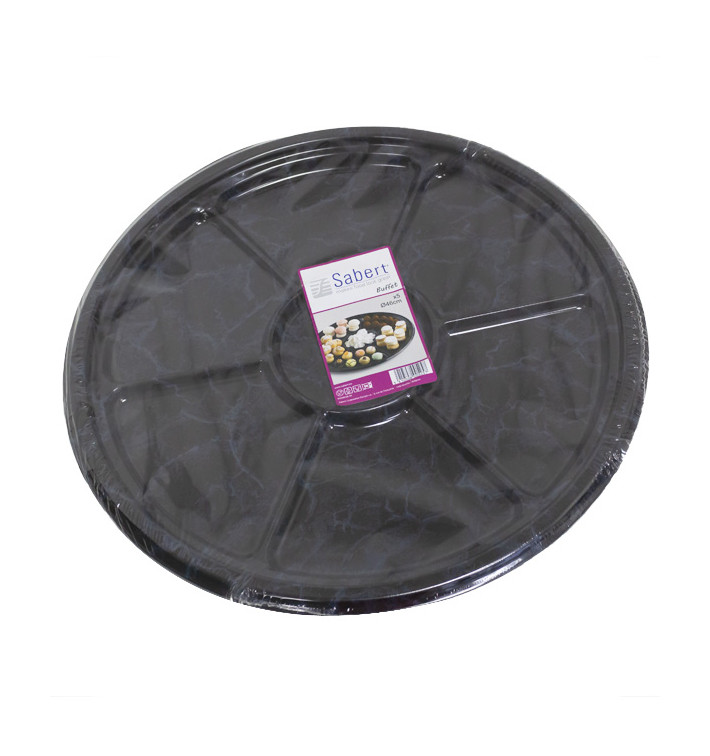 Bandeja Reutilizable PET 6C Marmol 46cm (50 Uds)