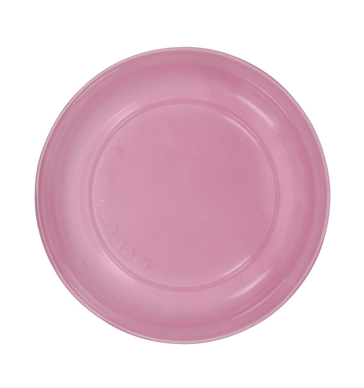 Plato Llano Reutilizable Económico PS Rosa Ø17cm (25 Uds)