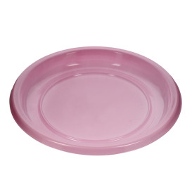 Plato Llano Reutilizable Económico PS Rosa Ø17cm (25 Uds)