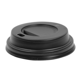 Tapa Travel con Agujero PS para Vaso Cartón 7Oz Negra Ø7,2cm (1000 Uds)