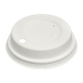 Tapa Travel con Agujero Fibra Moldeada Blanca Ø8cm (1.800 Uds)