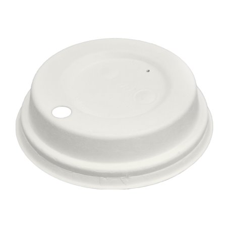 Tapa Travel con Agujero Fibra Moldeada Blanca Ø8,0cm (50 Uds)