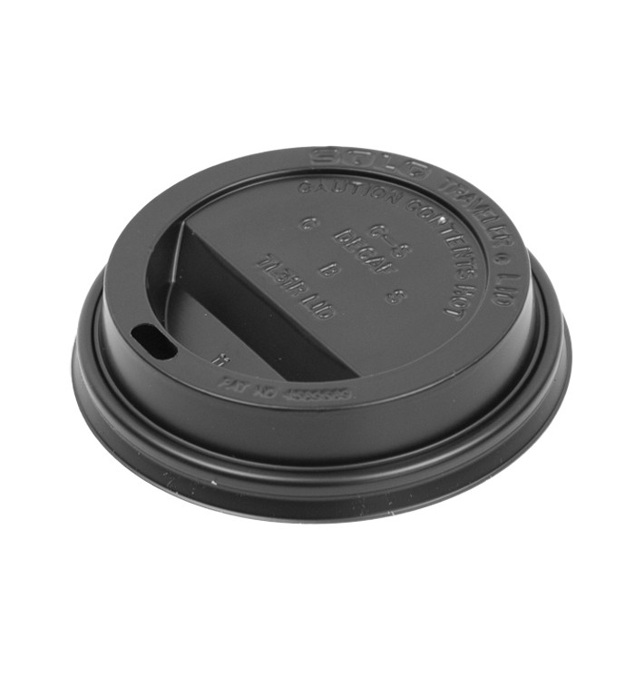 Tapa Travel con Agujero PS para Vaso Cartón Negra Ø8,4cm (100 Uds)
