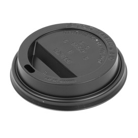 Tapa Travel con Agujero PS para Vaso Cartón Negra Ø8,4cm (1000 Uds)