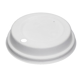 Tapa Travel con Agujero Fibra Moldeada Blanca Ø9cm (50 Uds)