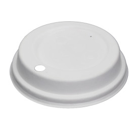 Tapa Travel con Agujero Fibra Moldeada Blanca Ø9cm (1.200 Uds)