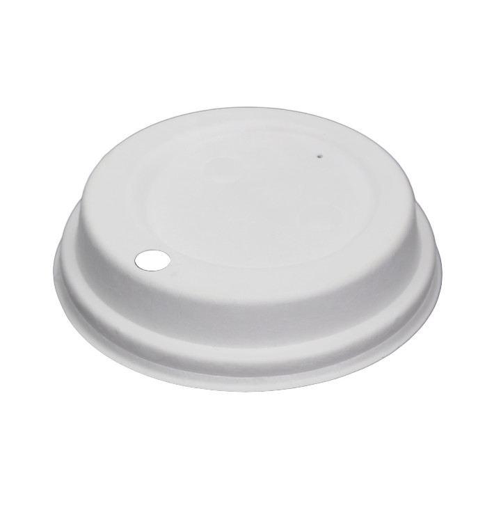 Tapa Travel con Agujero Fibra Moldeada Blanca Ø9cm (1.200 Uds)