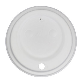 Tapa Travel con Agujero Fibra Moldeada Blanca Ø9cm (1.200 Uds)