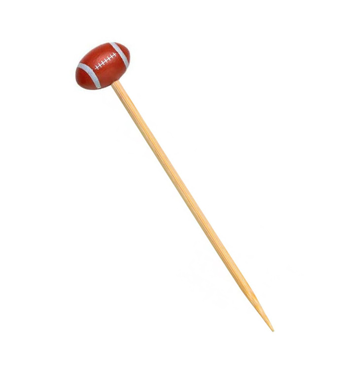 Pinchos de Bambu Decorados Rugby 120mm (1000 Uds)