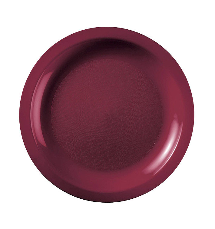 Plato Reutilizable PP Llano Burdeos Round Ø18,5cm (50 Uds)