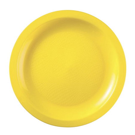 Plato Duro Reutilizable PP Llano Amarillo "Round" Ø18,5cm (25 Uds)