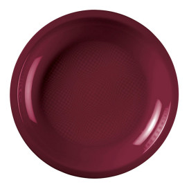 Plato Reutilizable PP Llano Burdeos Round  Ø22cm (50 Uds)