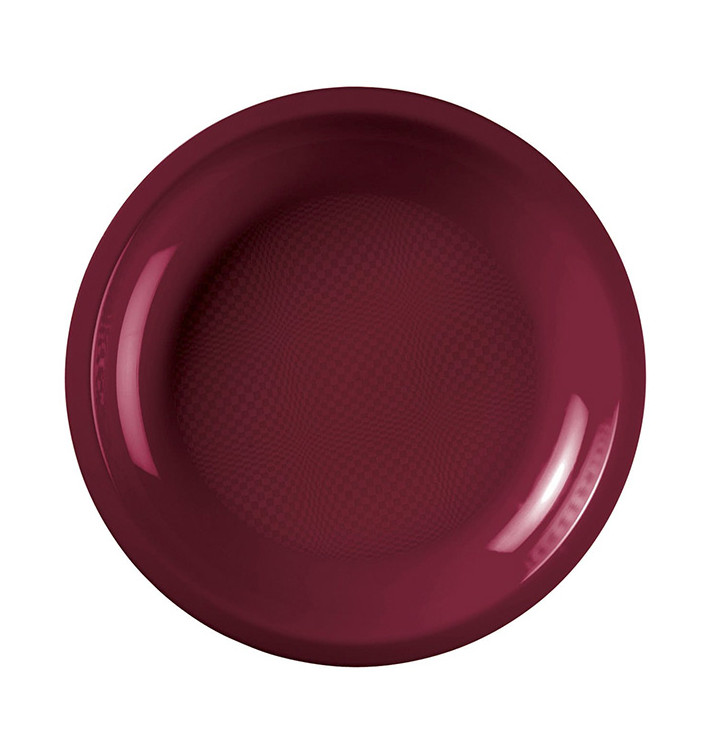 Plato Reutilizable PP Llano Burdeos Round  Ø22cm (50 Uds)