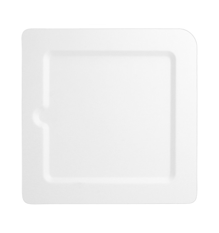 Plato Hendidura Caña de Azucar Blanco 200x200mm (50 Uds)