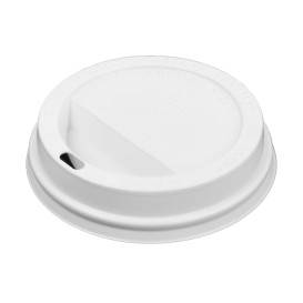 Tapa Travel con Agujero PS para Vaso Cartón Blanca Ø8,9cm (1000 Uds)